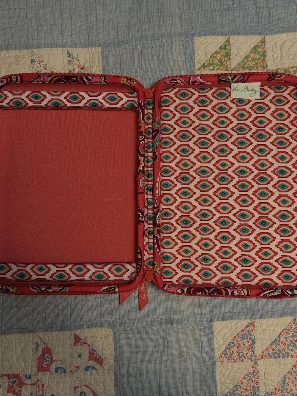 Vera Bradley Coral Floral Quilted Crossbody Tablet Bag